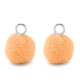 Pompom bedel met oog 10mm - Silver-salmon orange